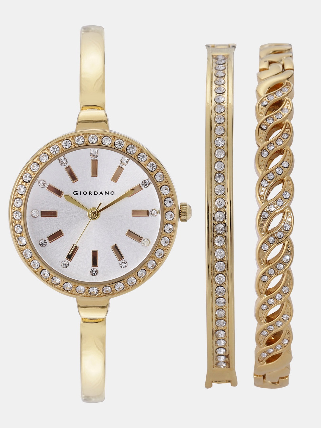 

GIORDANO Women Watch Gift Set, Silver
