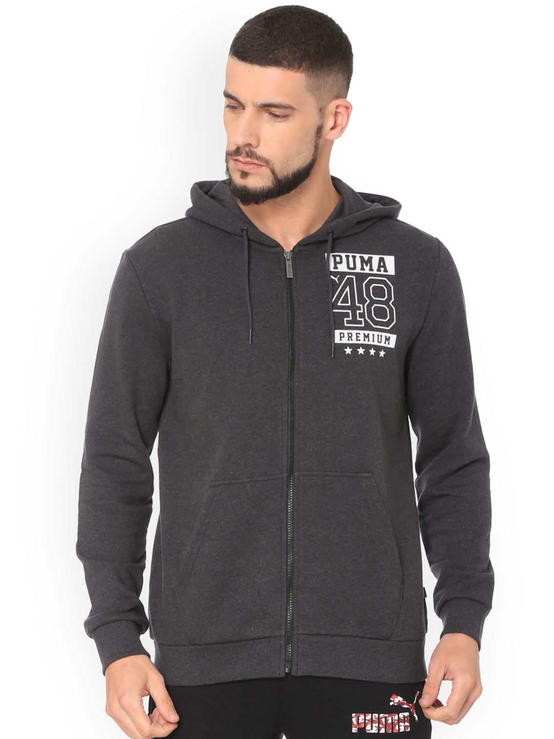 

Puma Men Charcoal Grey Graphic FZ Track Hoody TR VIII