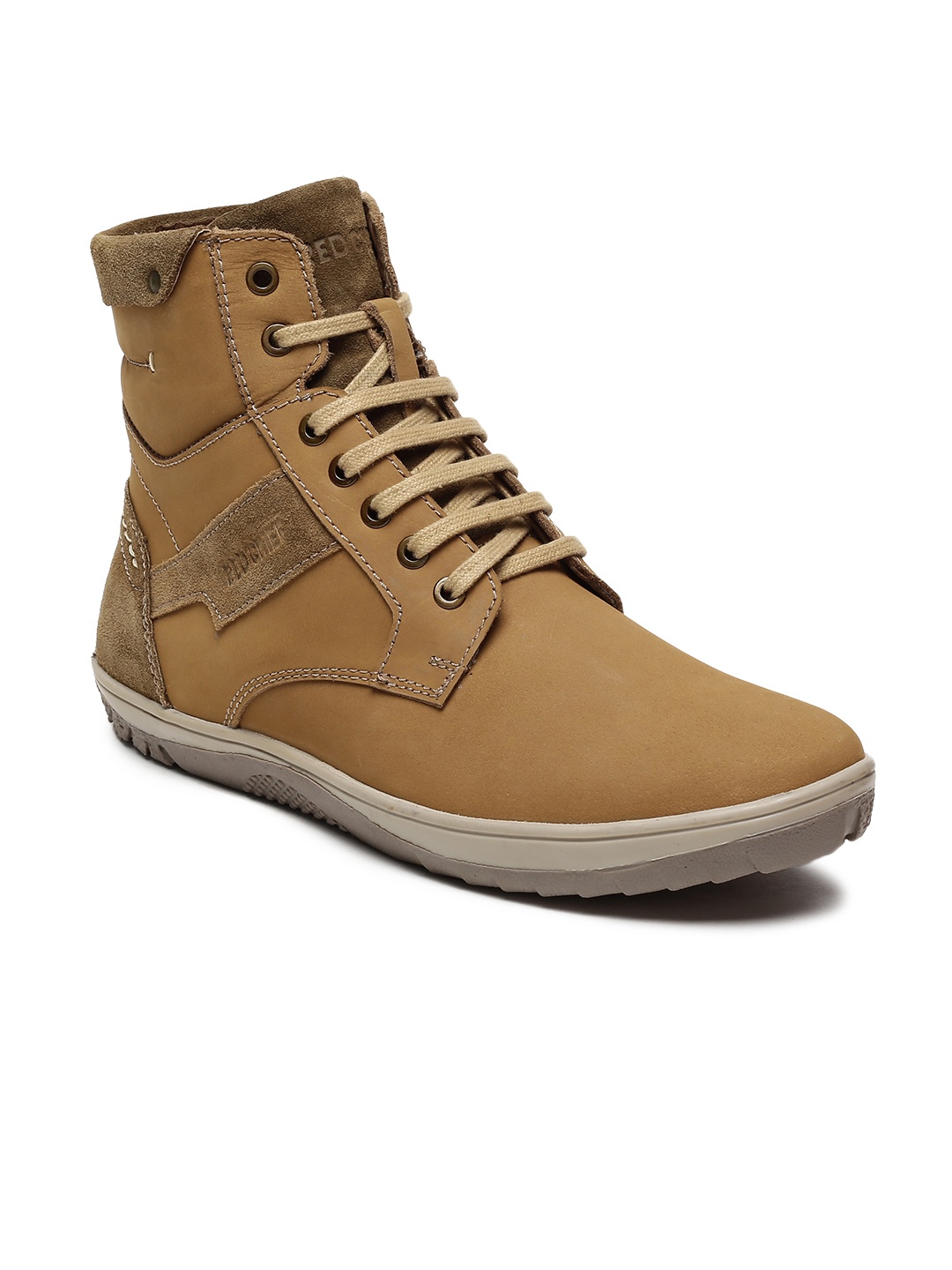 

Red Chief Men Tan High-Top Leather Sneakers