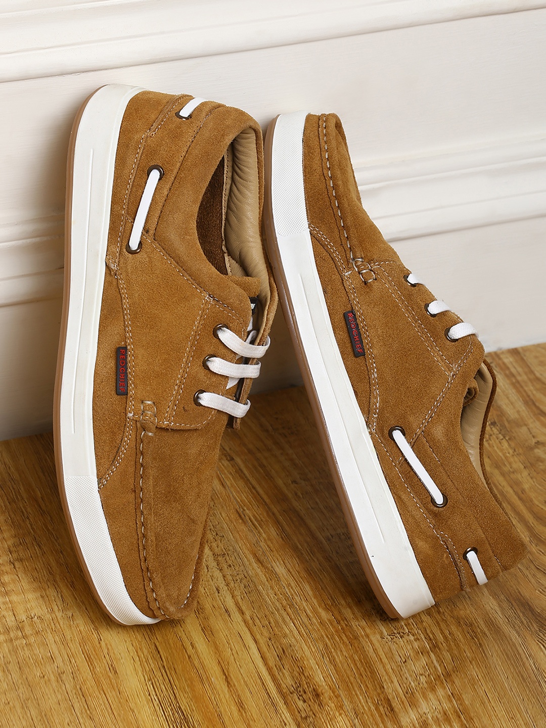 

Red Chief Men Tan Brown Suede Boat Shoes