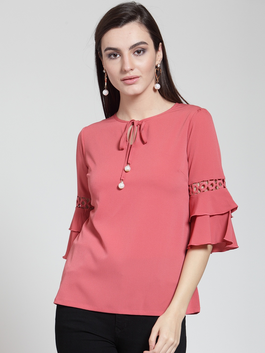 

plusS Studio Burgundy Ruffles Top, Coral