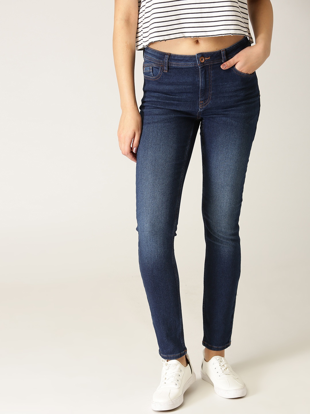 

ESPRIT Women Blue Slim Fit Mid-Rise Clean Look Jeans