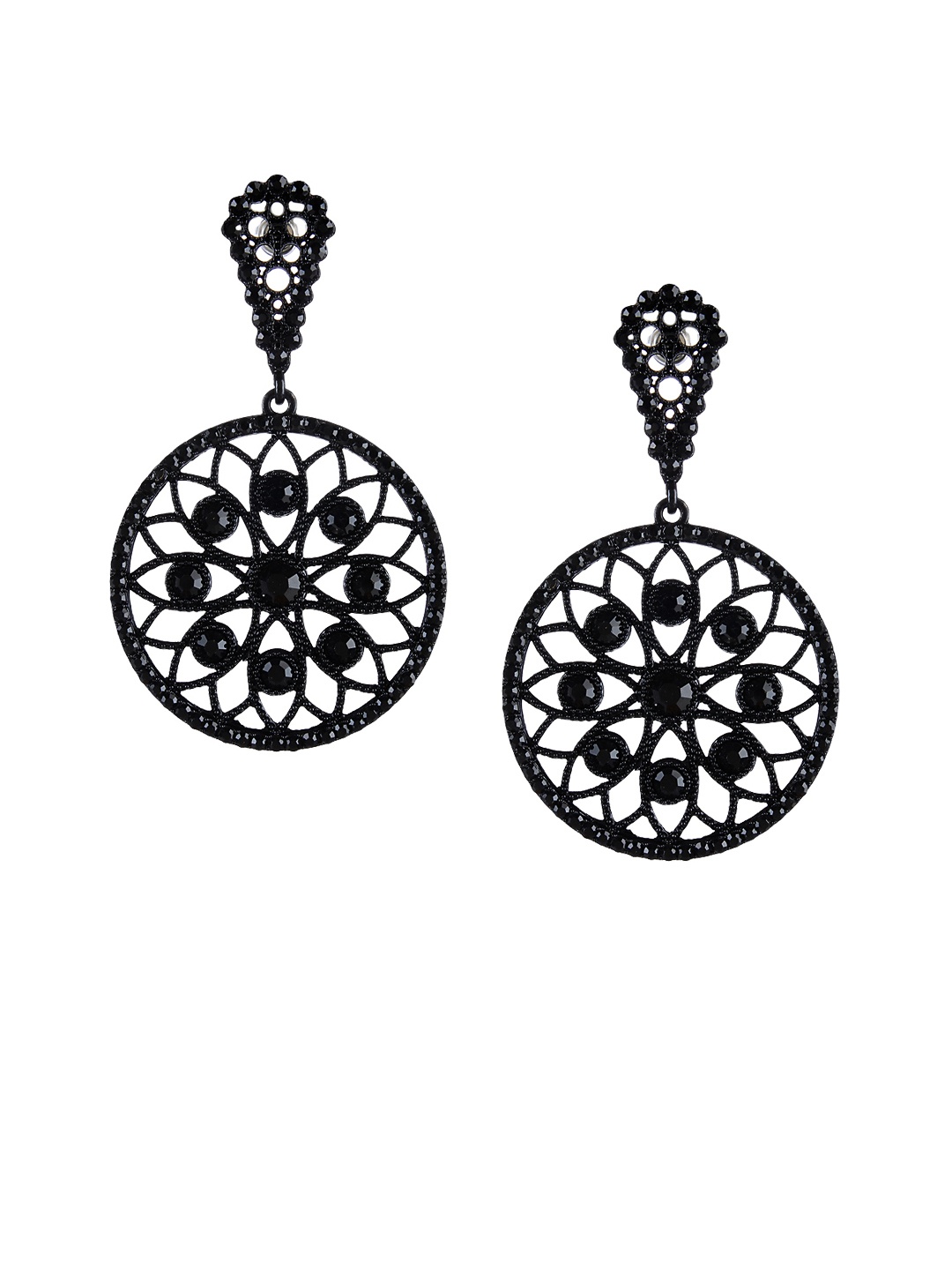 

Mali Fionna Black Circular Drop Earrings