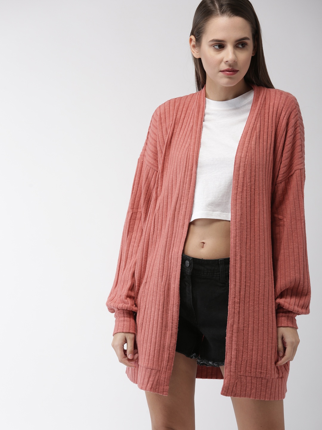 

FOREVER 21 Rose Striped Open Front Shrug