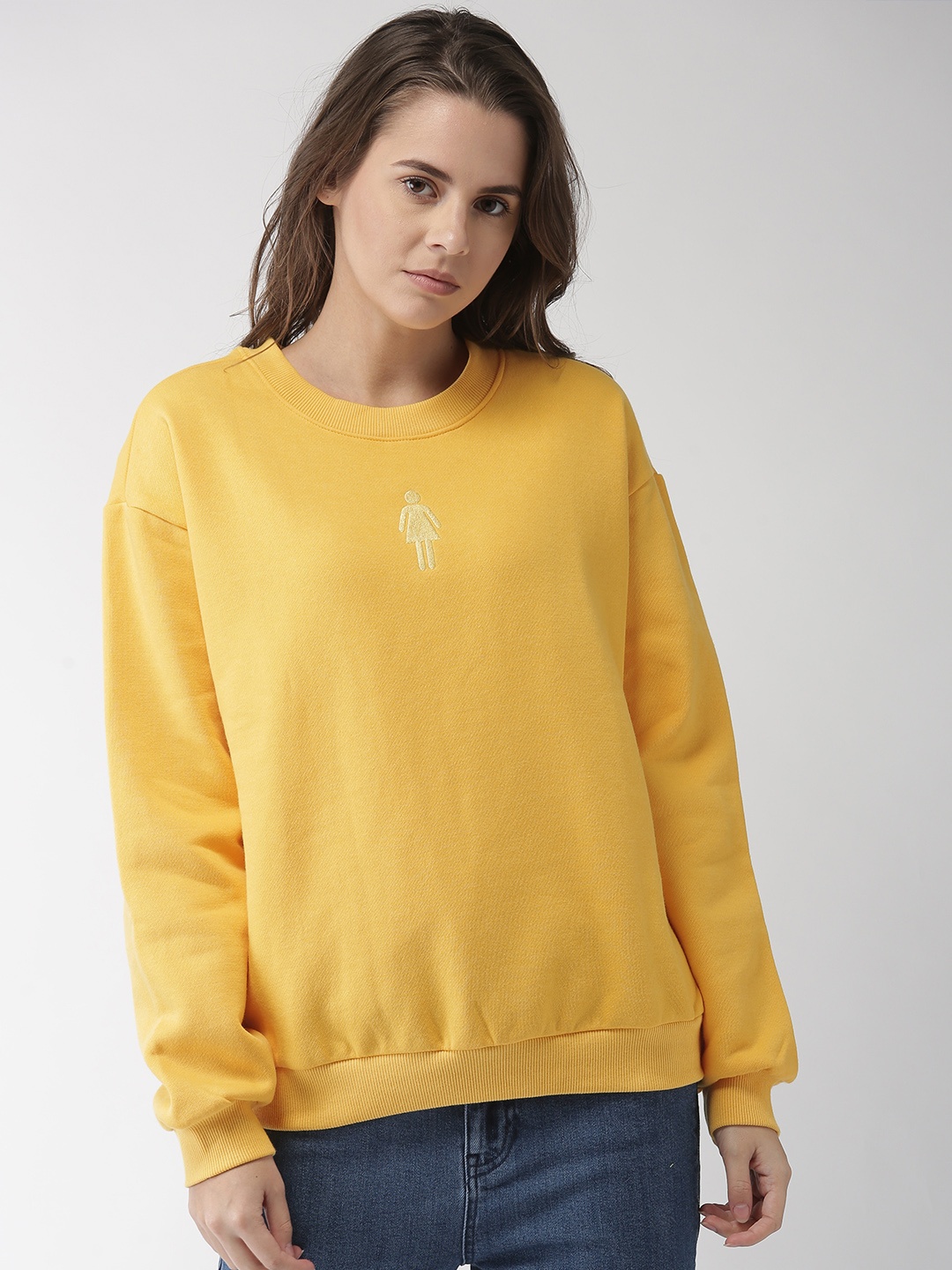 

FOREVER 21 Women Yellow Solid Sweatshirt