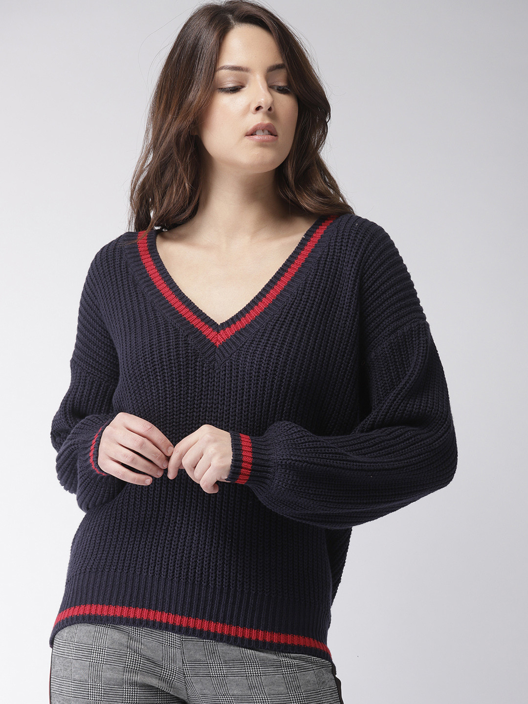 

FOREVER 21 Women Navy Blue Solid Pullover