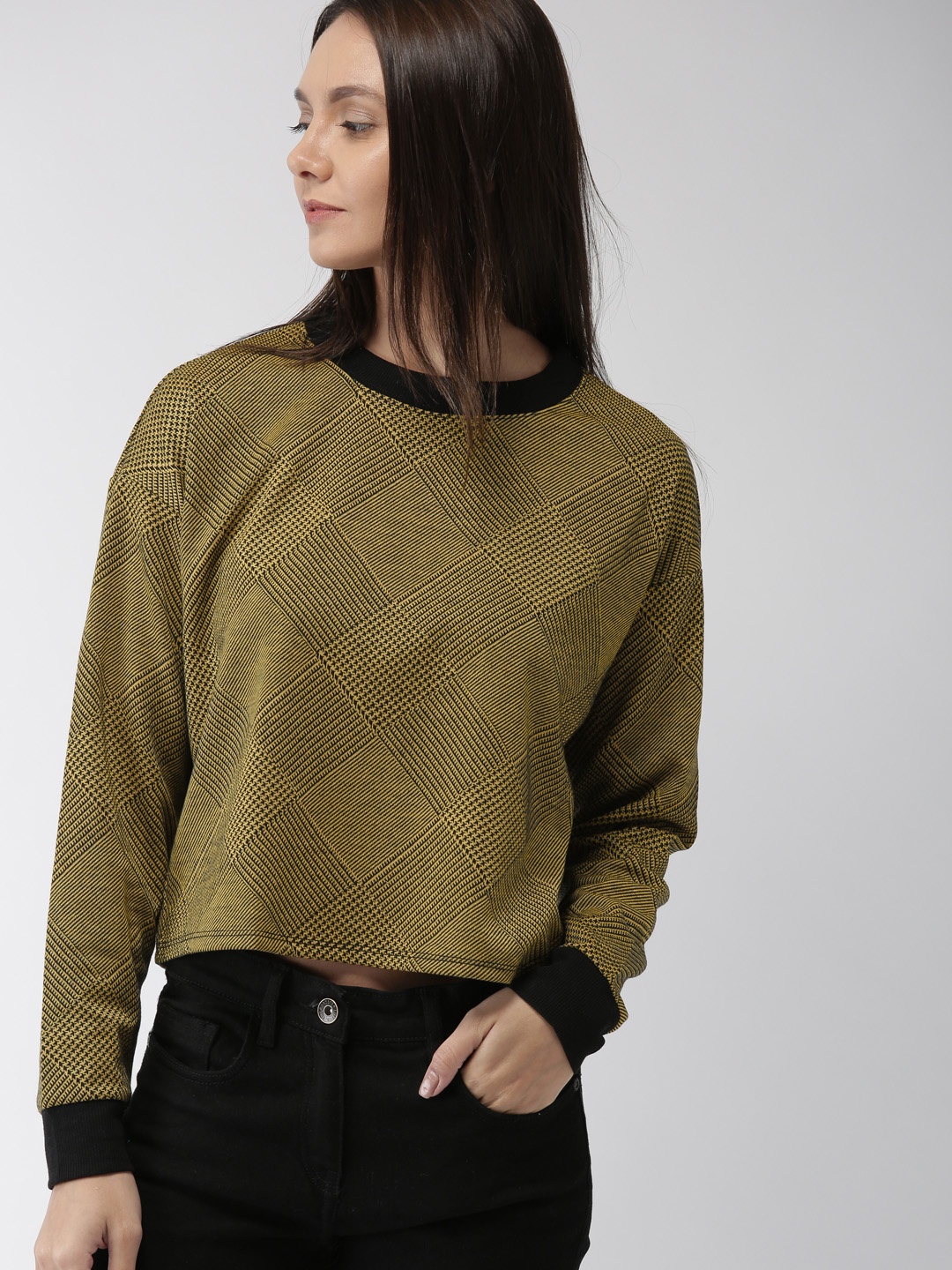 

FOREVER 21 Women Mustard Striped Boxy Top