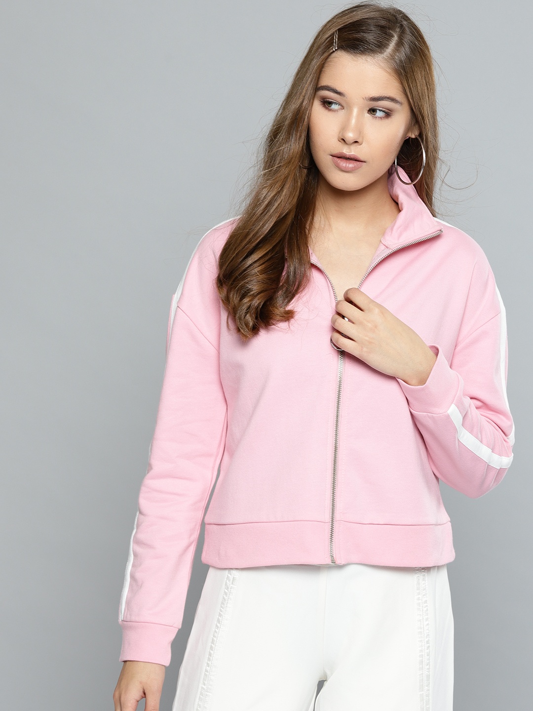 

Harpa Women Pink Solid Sweatshirt