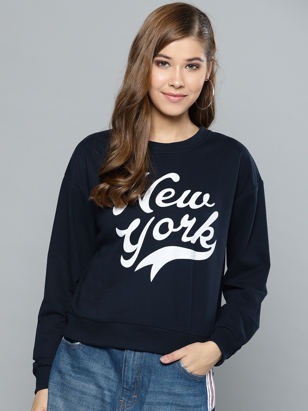 

Harpa Women Navy Blue Printed Sweatshirt