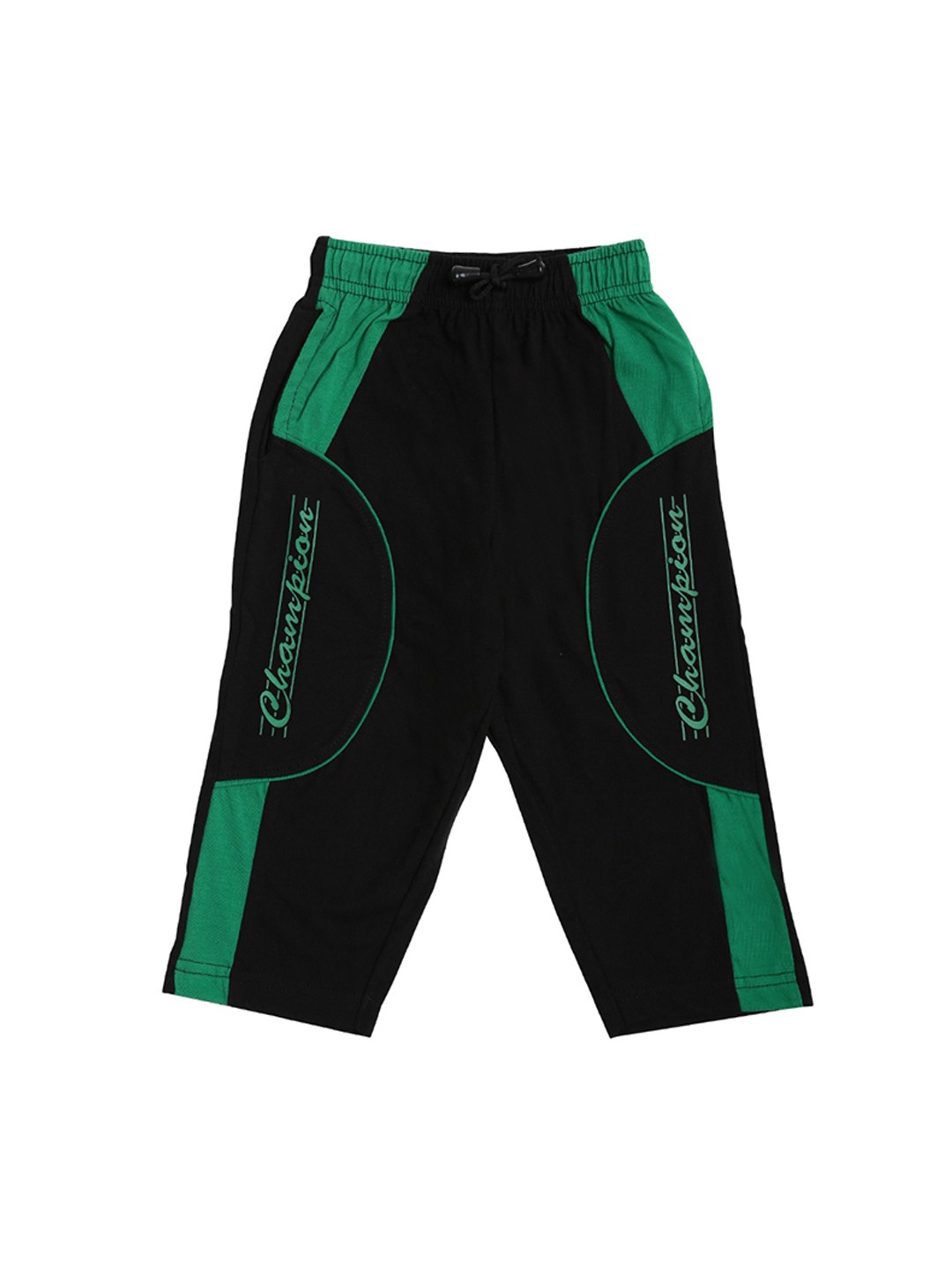 

Dollar Champion Kidswear Boys Black & Green Colourblocked Lounge Shorts