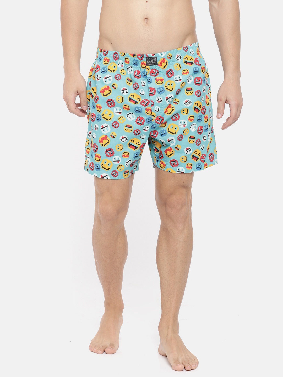 

Jack & Jones Men Blue Printed Pure Cotton Boxers 2026948004