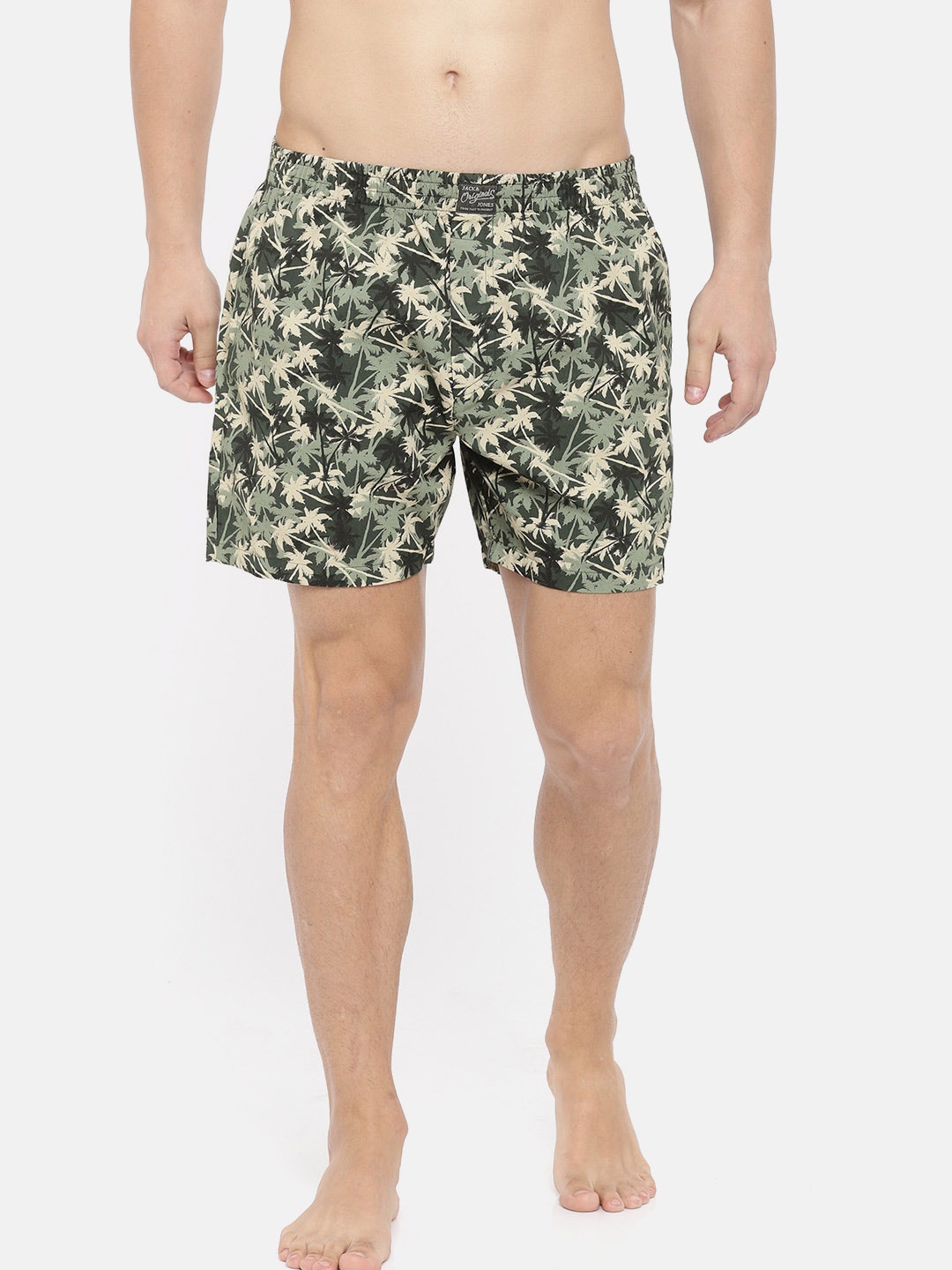 

Jack & Jones Men Olive Green Printed Pure Cotton Boxers 2026951004