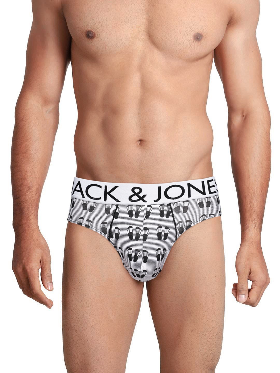 

Jack & Jones Men Grey Printed Briefs 2029403001