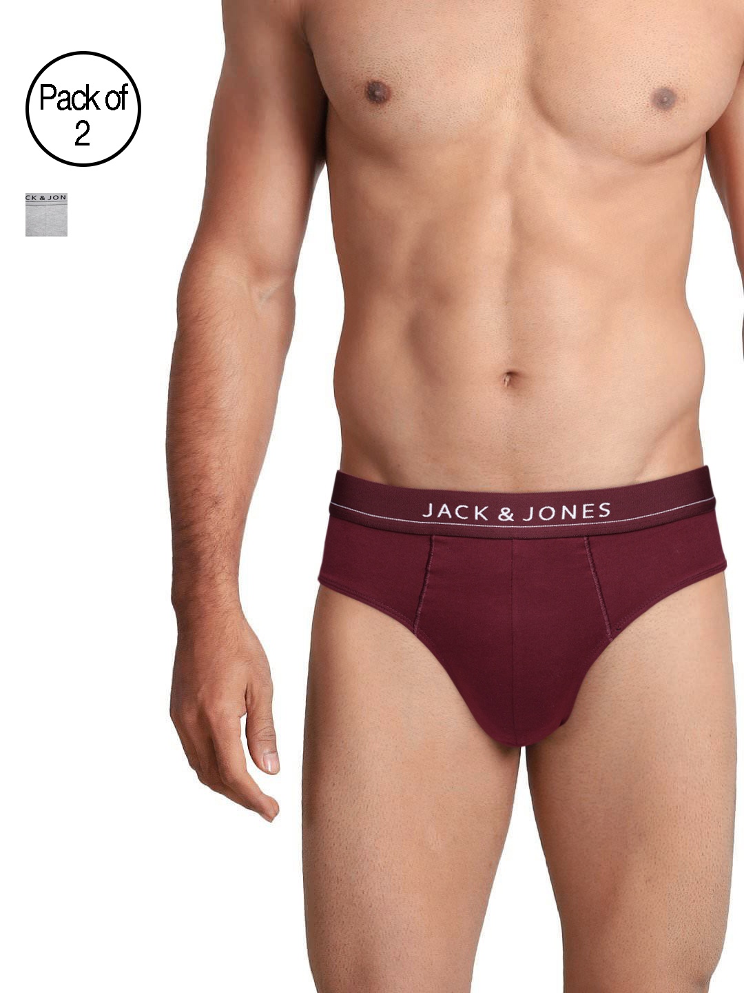 

Jack & Jones Pack of 2 Solid Briefs 2033703015, Maroon