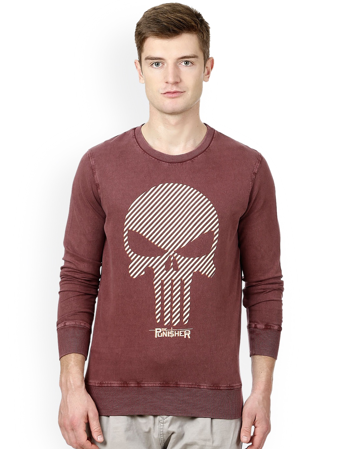 

Free Authority Punisher Print Red Sweatshirt for Men, Maroon