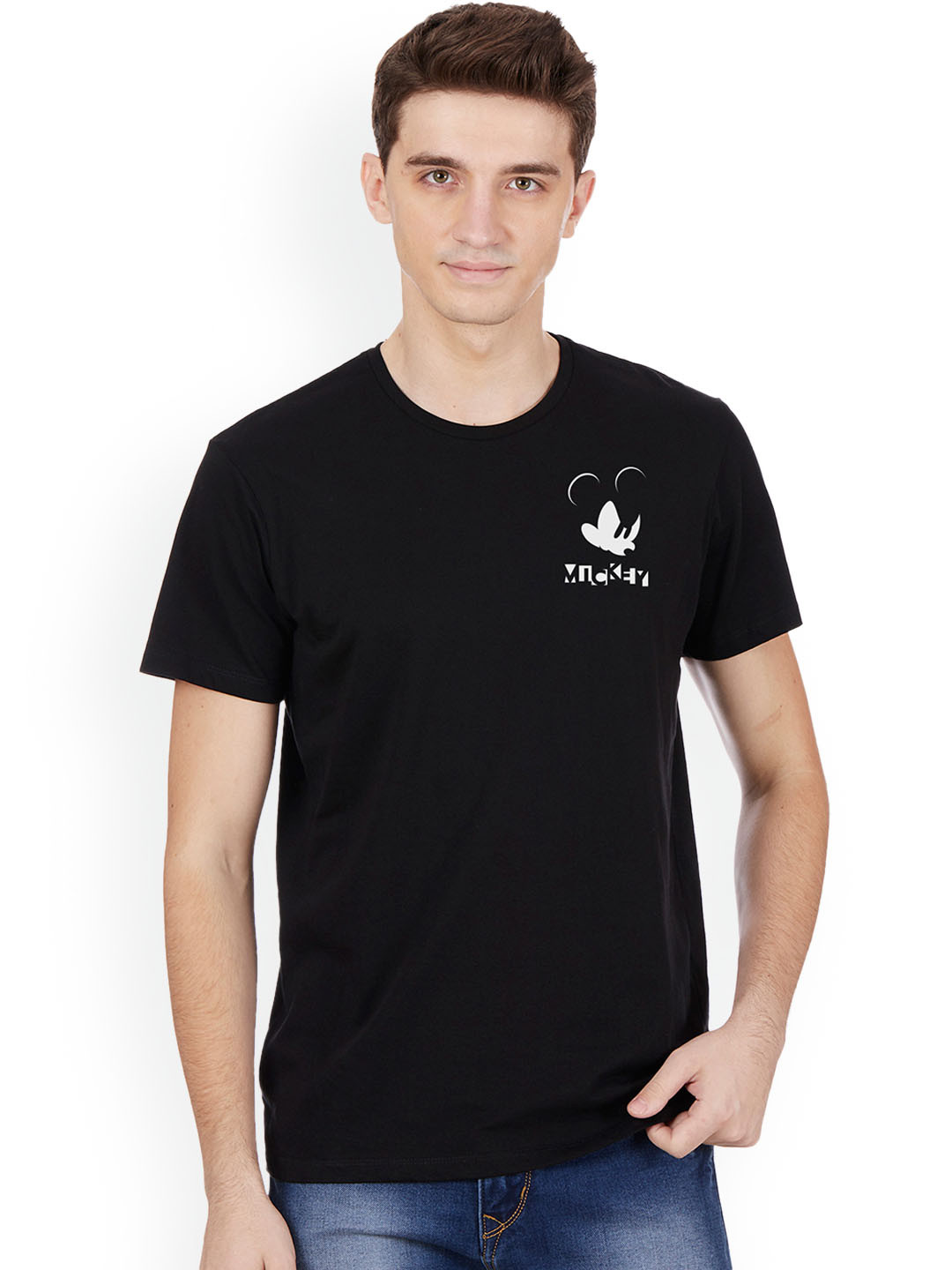 

Free Authority Men Black Mickey and Friends Printed T-shirt