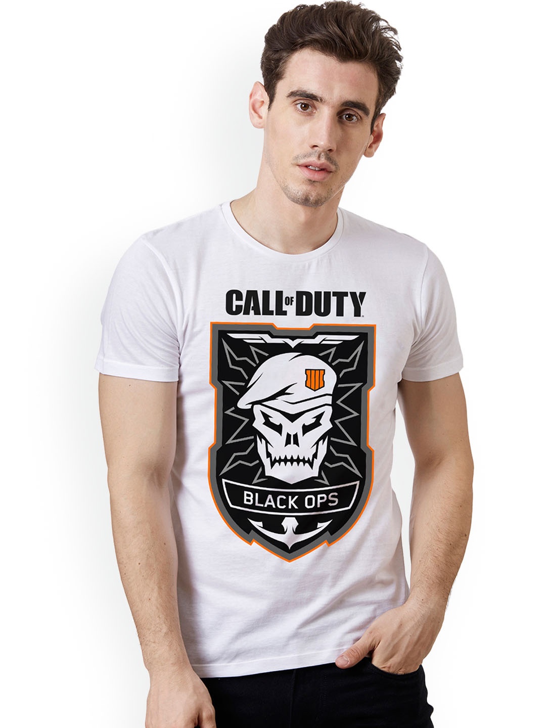 

Free Authority Call of Duty Men White Printed Pure Cotton T-shirt