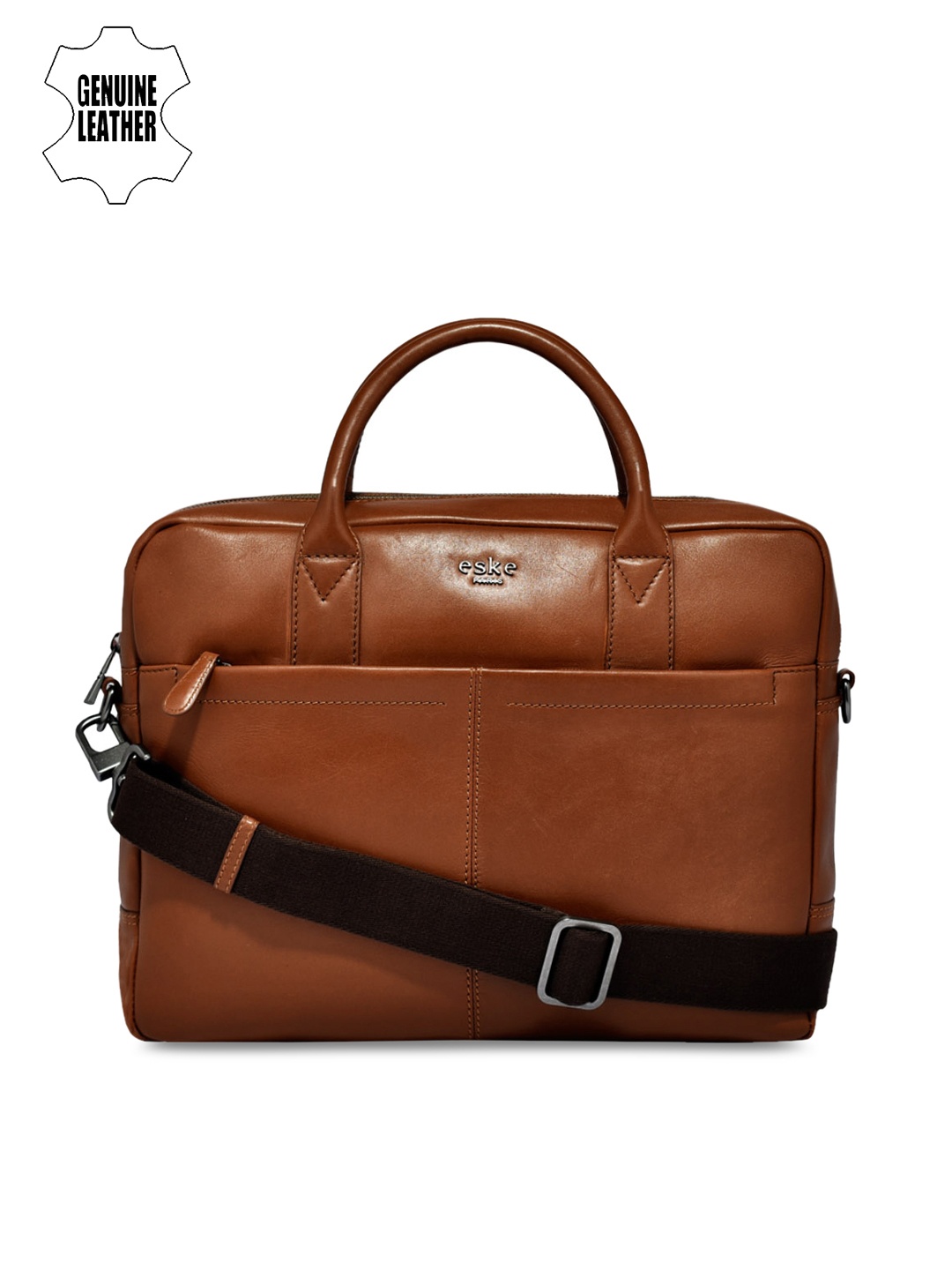 

Eske Men Brown Leather Solid Laptop Bag