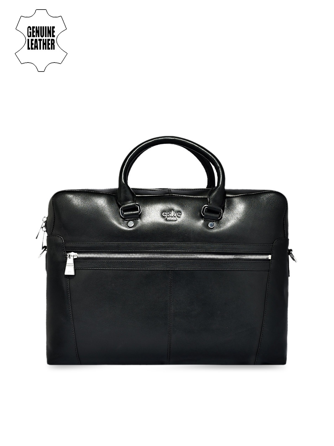 

Eske Men Black Leather Solid Laptop Bag