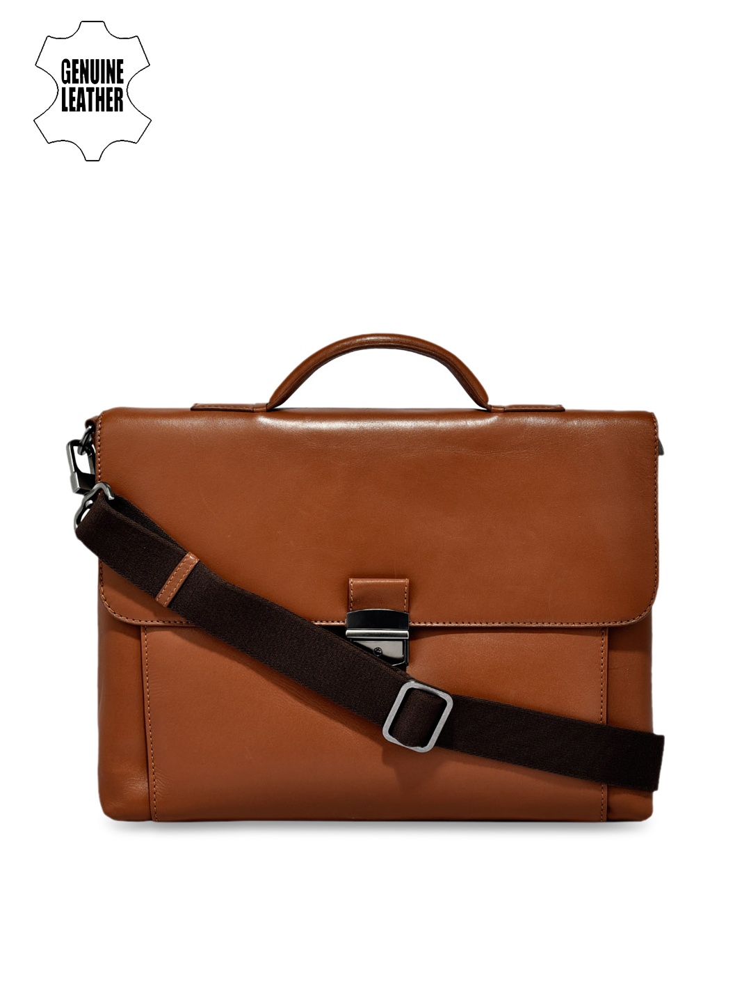 

Eske Men Tan Brown Leather Solid Laptop Bag