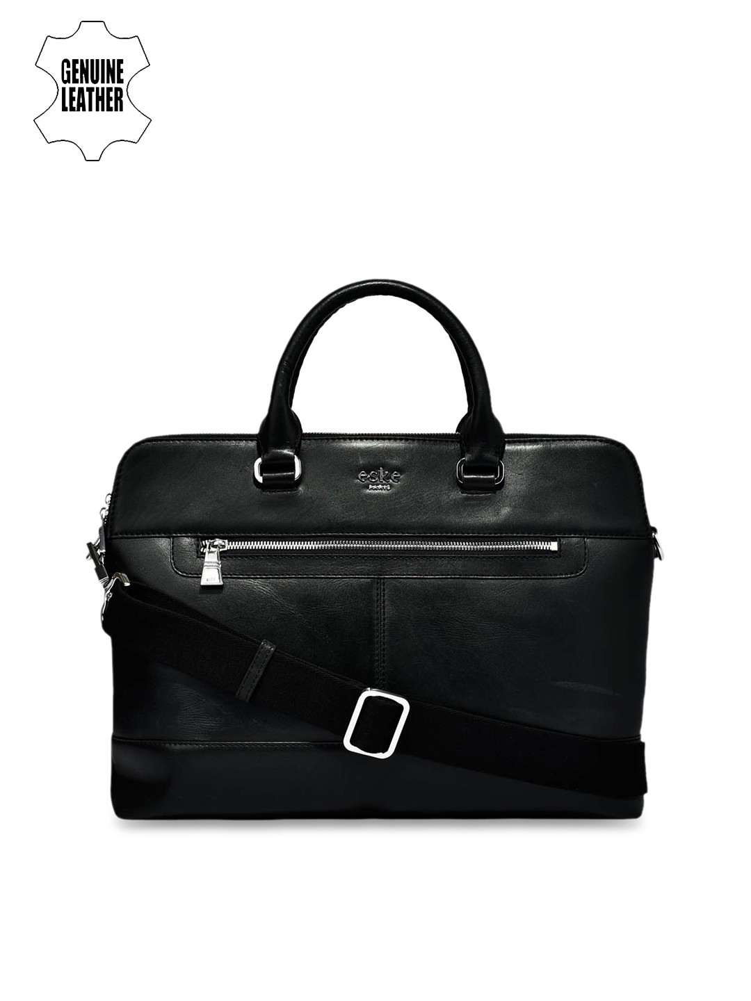 

Eske Men Black Solid Leather Laptop Bag
