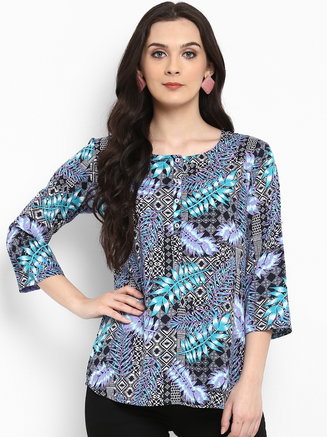 

Hapuka Women Blue Printed Top