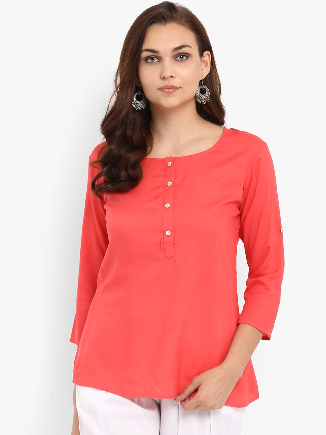 

Hapuka Women Coral Pink Solid Top