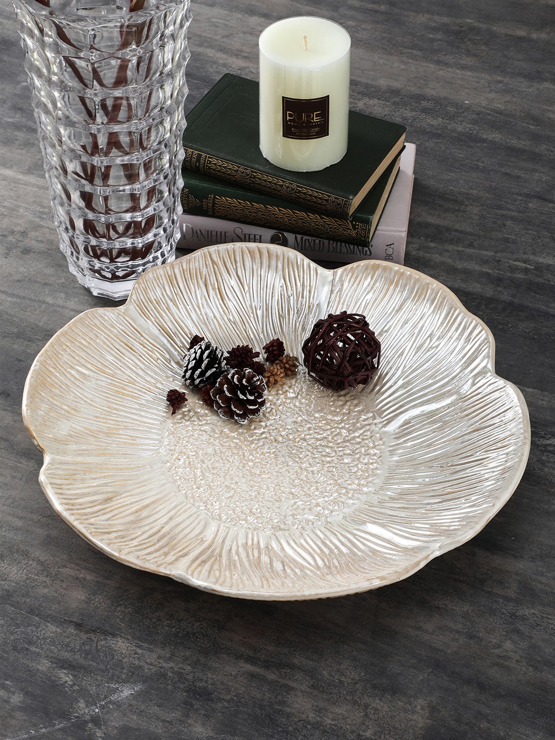 

Pure Home and Living Off-White Textured Decorative Platter