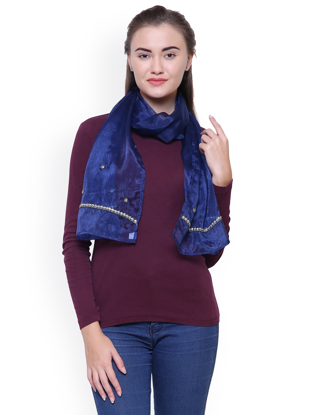 

Anekaant Women Blue Solid Stole