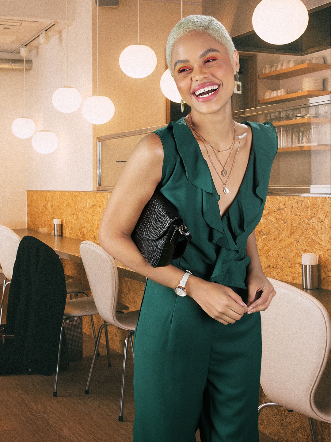

RARE Green Solid Basic Jumpsuit