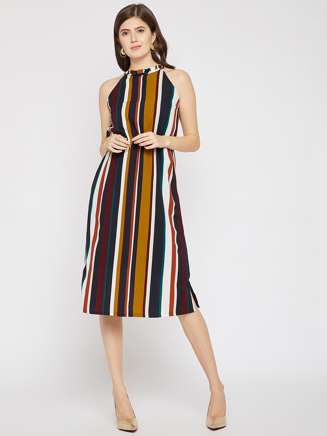 

RARE Women Multicoloured Striped A-Line Dress, Multi