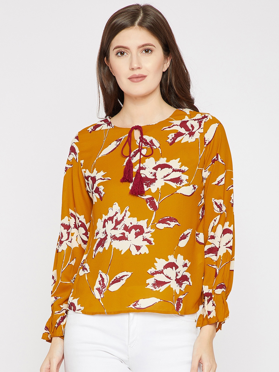 

RARE Women Mustard Printed Top