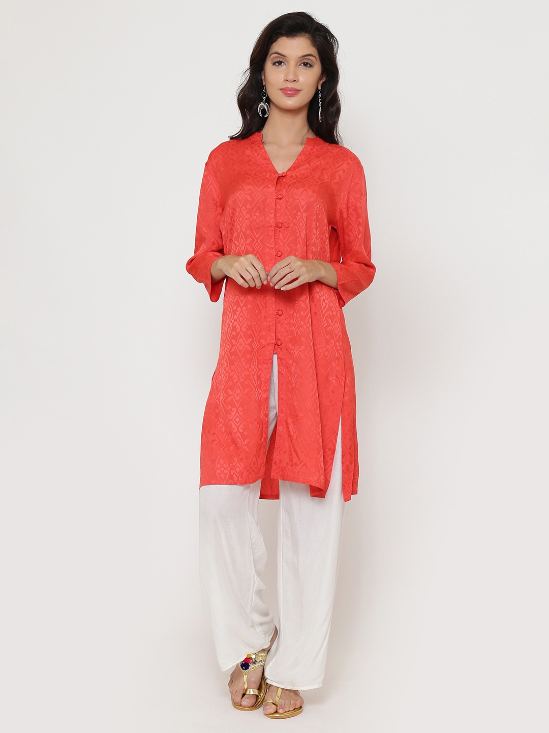 

Be Indi Women Orange Solid Kurta