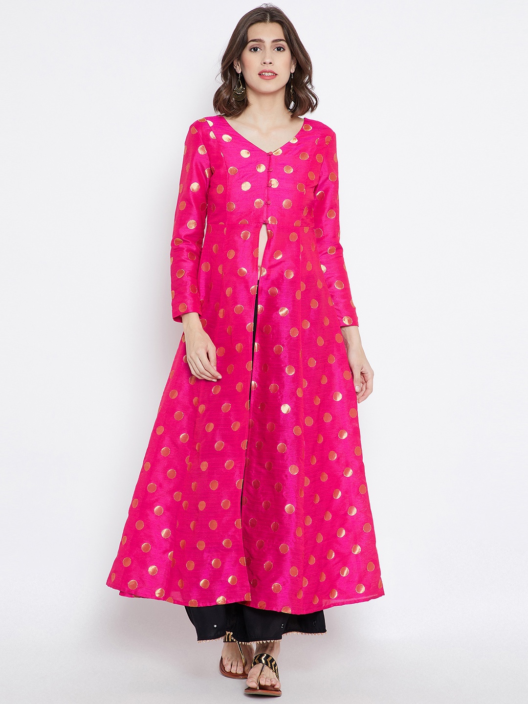 

Be Indi Women Fuchsia Printed Anarkali Kurta