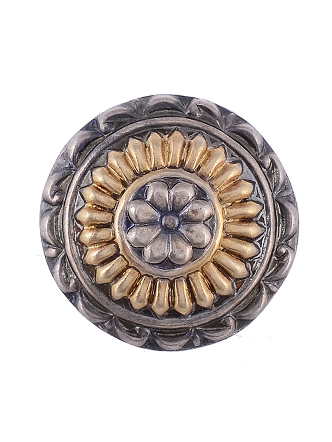 

Silvermerc Designs Women Silver-Toned & Gold-Toned Handcrafted Sterling Silver Oxidised Ring