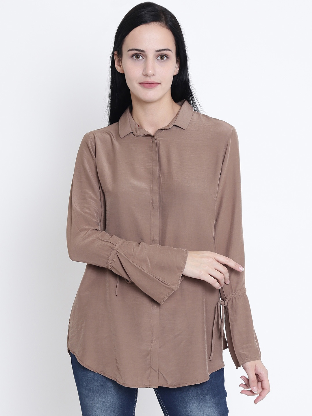 

Crimsoune Club Women Brown Standard Slim Fit Solid Casual Shirt