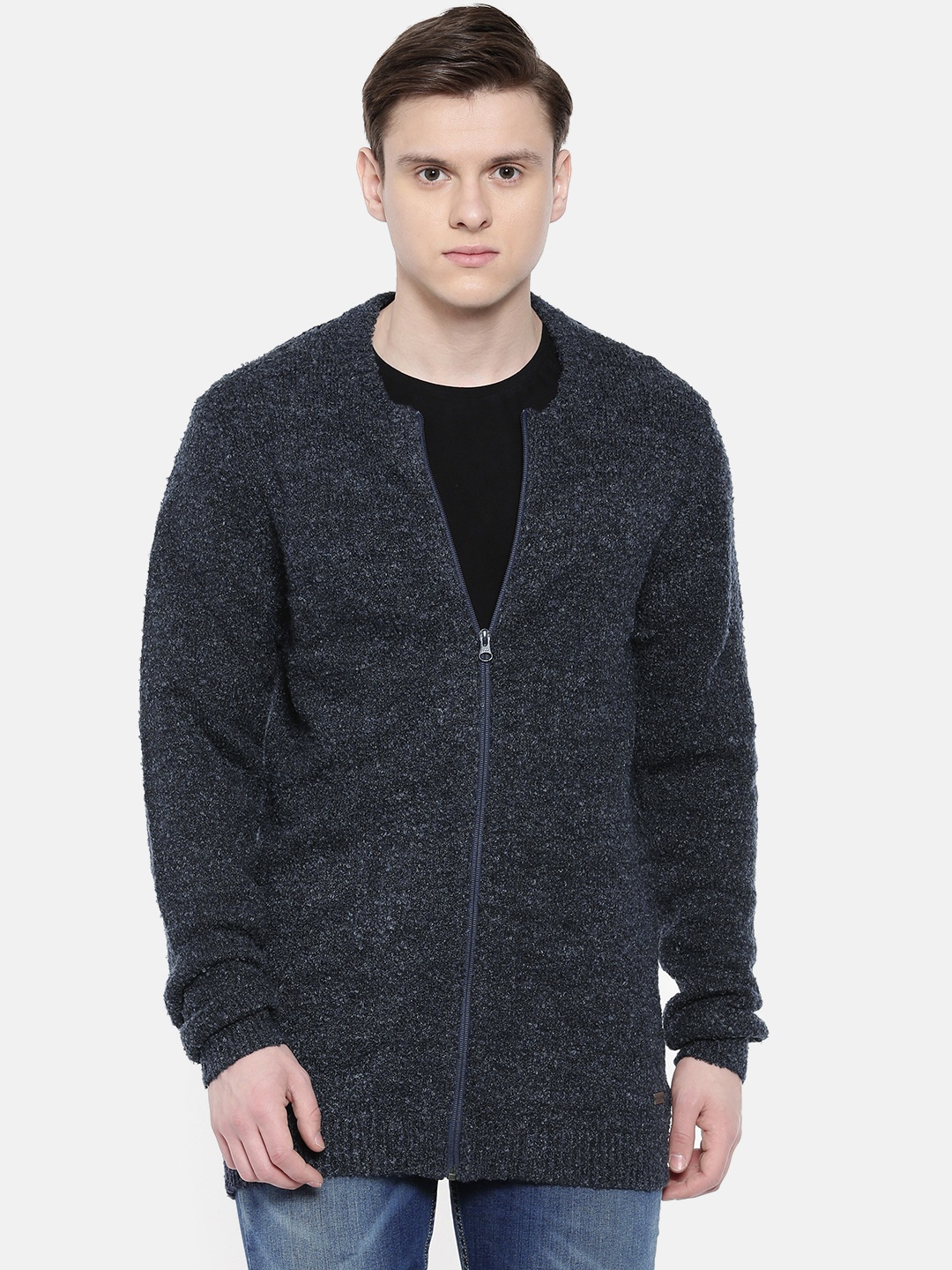 

ONLY & SONS Men Navy Blue Solid Cardigan