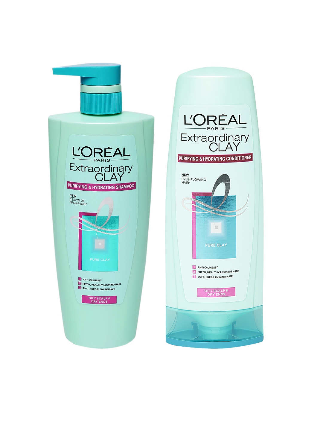 

L'Oreal Paris Clay Purifying & Hydrating Conditioner & L'Oreal Paris Clay Shampoo 640 ml, Green