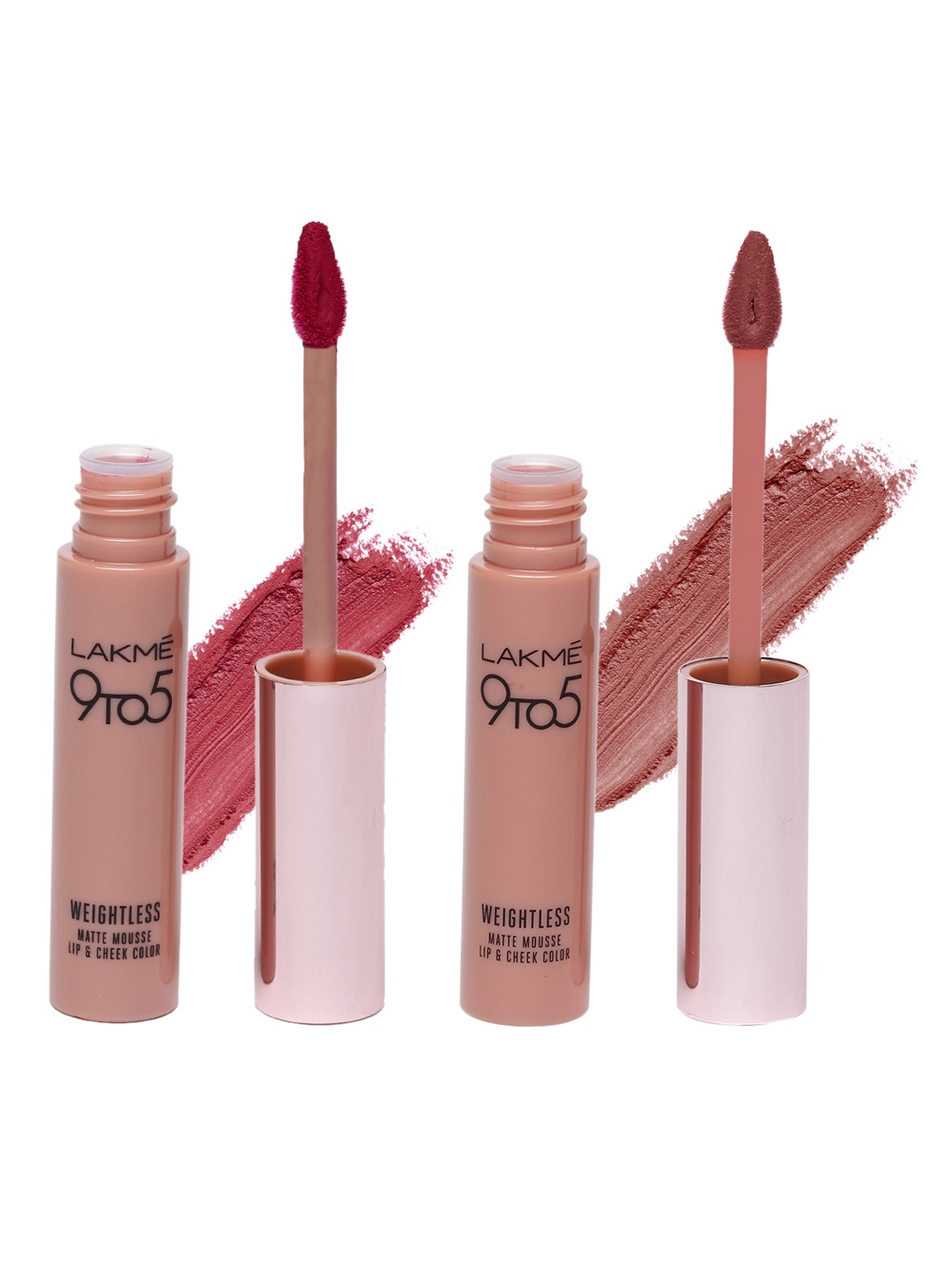 

Lakme Set of 2 Matte Nude Mousse Rose Touch Lip & Cheek Color, Pink