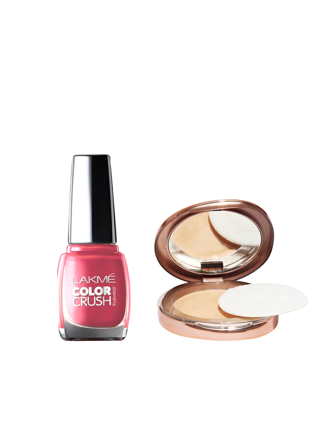 

Lakme Set of Melon Matte Complexion Compact & Color Crush 21Nail Polish, Beige