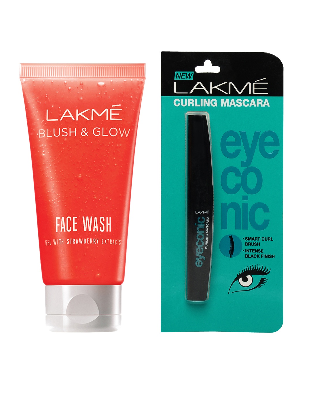 

Lakme Set of Eyeconic Curling Mascara & Blush & Glow Strawberry Gel Face Wash, Black