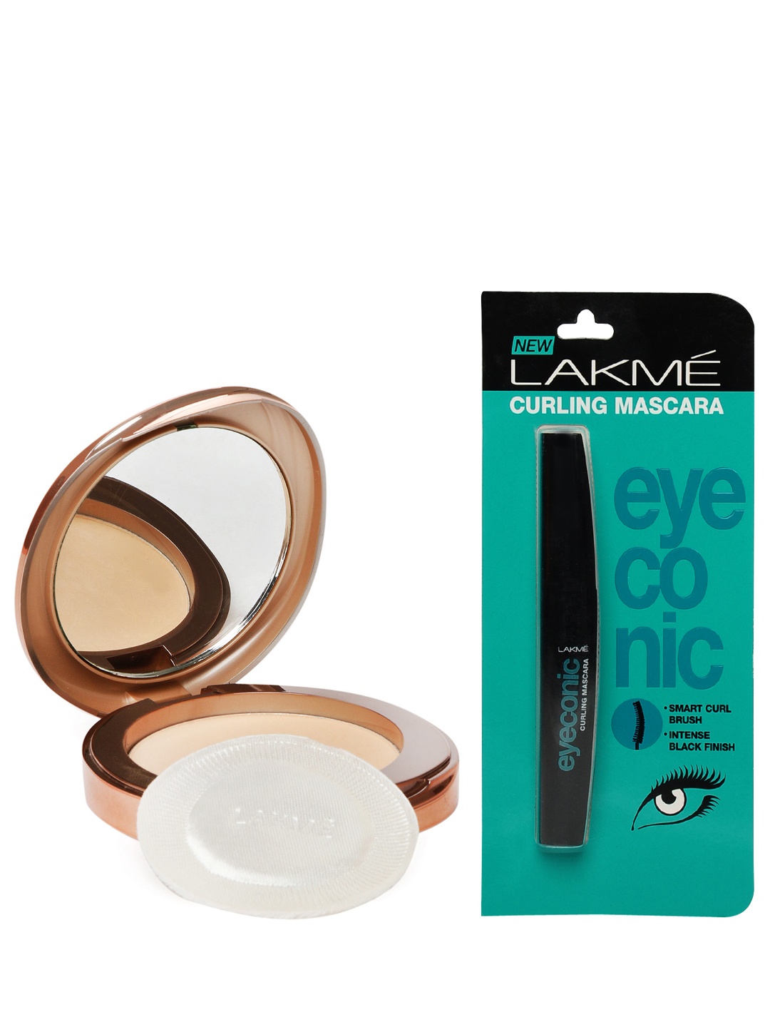 

Lakme Flawless Matte Complexion Apricot Compact & Eyeconic Curling Mascara, Peach