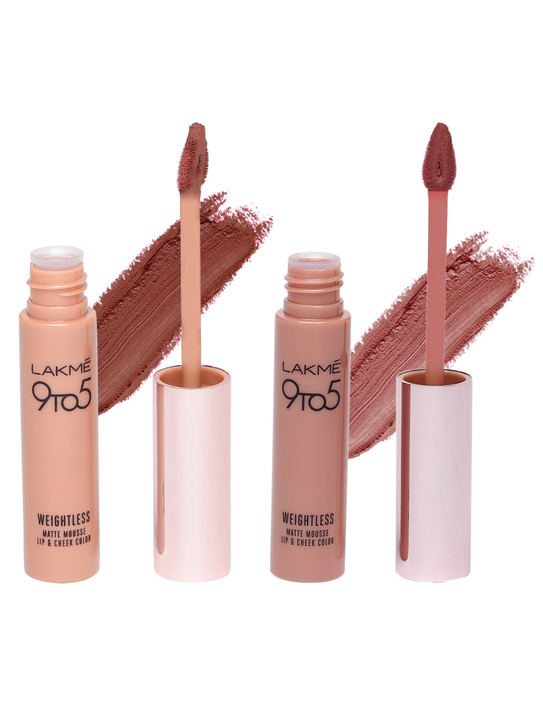 

Lakme 9to5 Set of 2 Weightless Matte Mousse Lip & Cheek Color, Brown