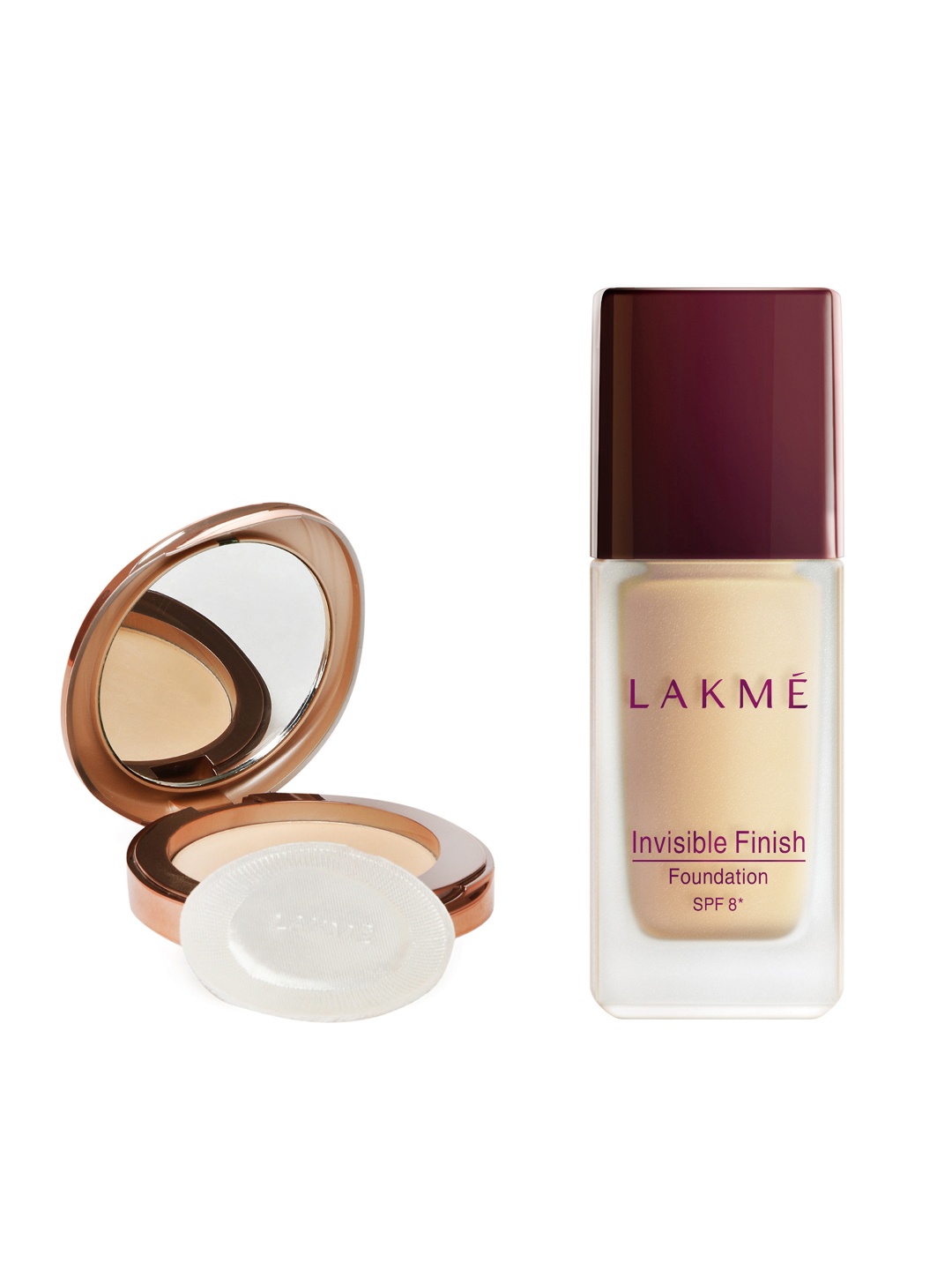 

Lakme Invisible Finish 01 Foundation & Flawless Matte Complexion Compact, Peach