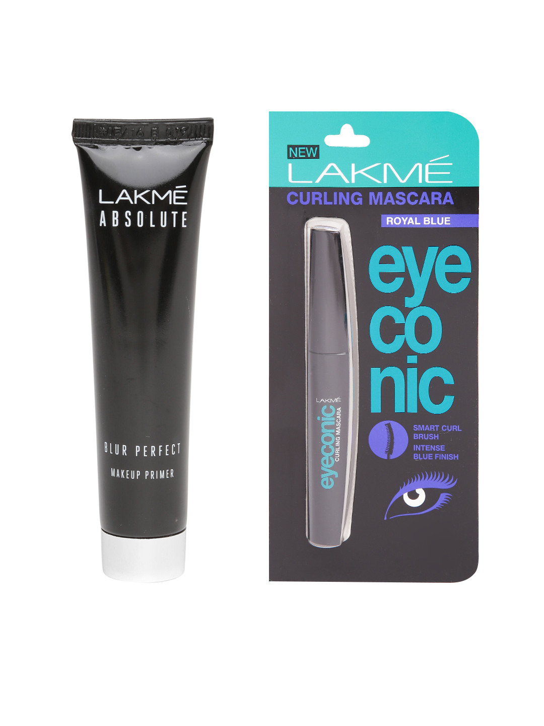 

Lakme Absolute Blur Perfect Makeup Primer & Eyeconic Royal Blue Curling Mascara, Black