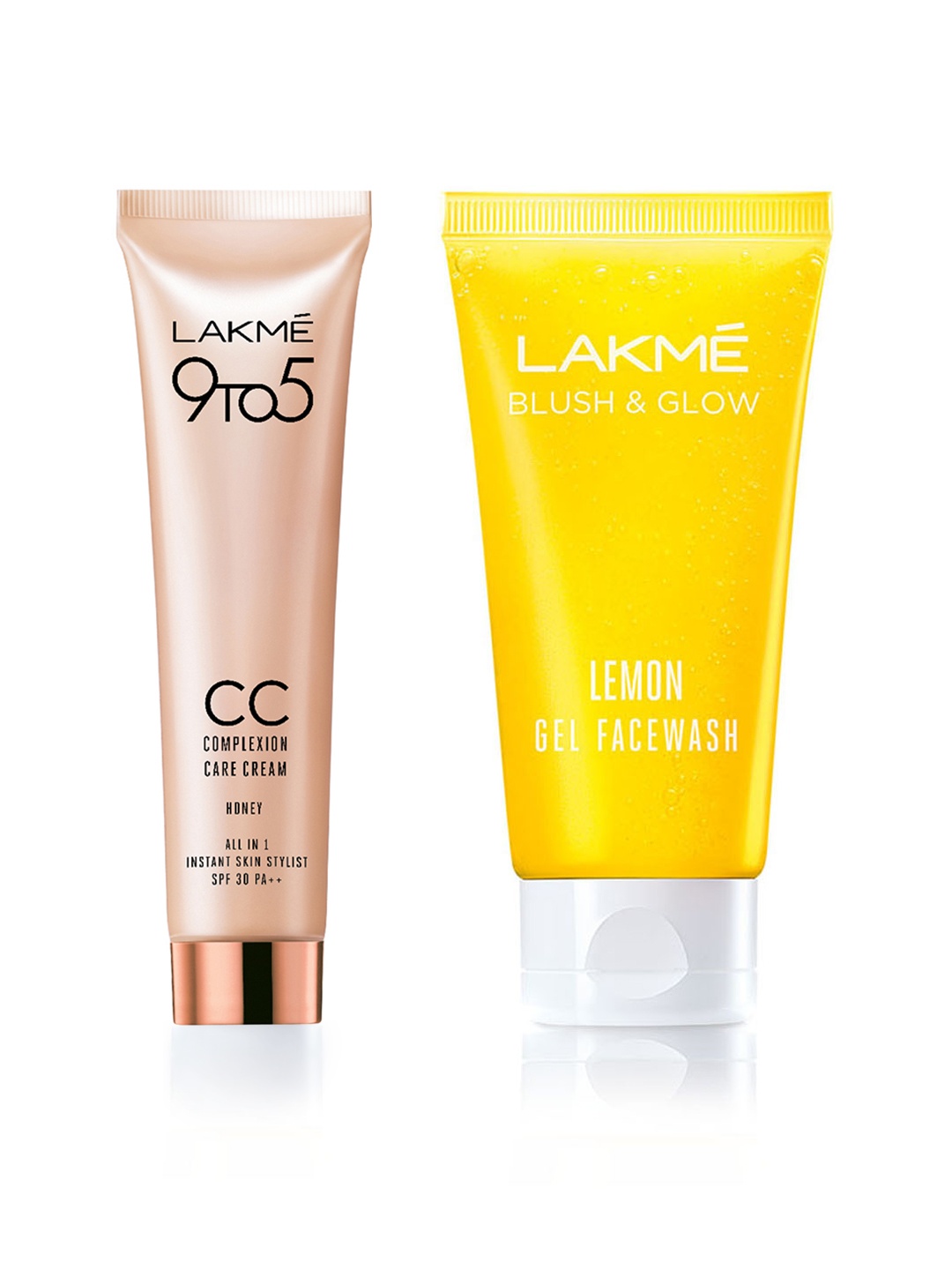 

Lakme Set of 9 to 5 Honey Complexion Care Cream & Blush & Glow Lemon Gel Face Wash, Peach