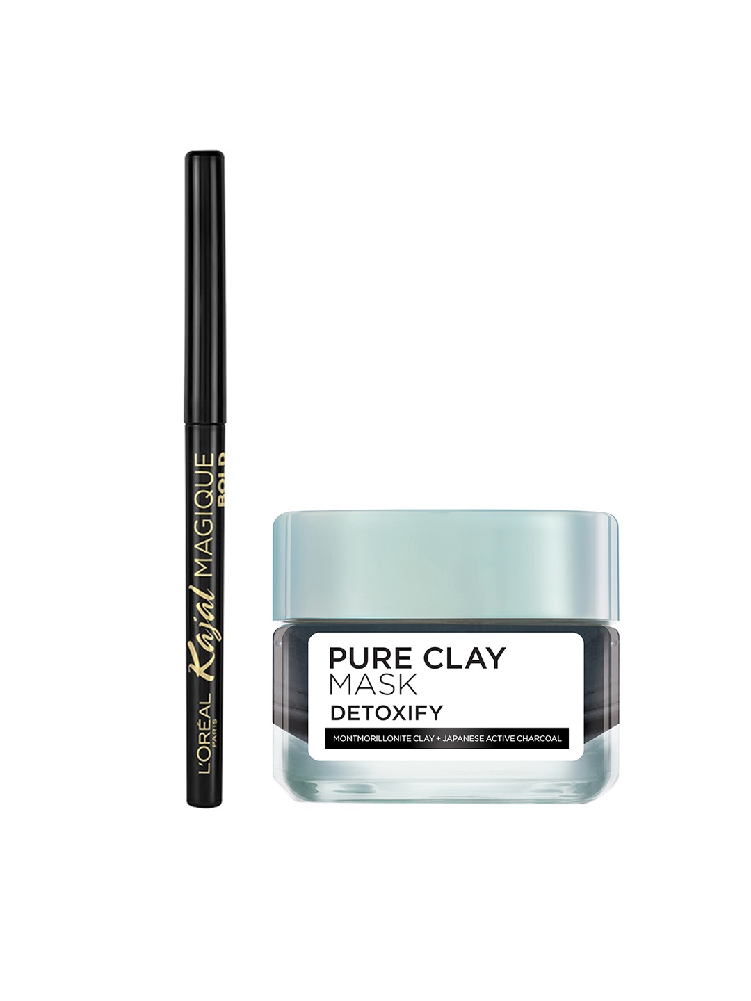 

LOreal Paris Set of Charcoal Mask & Kajal, Black