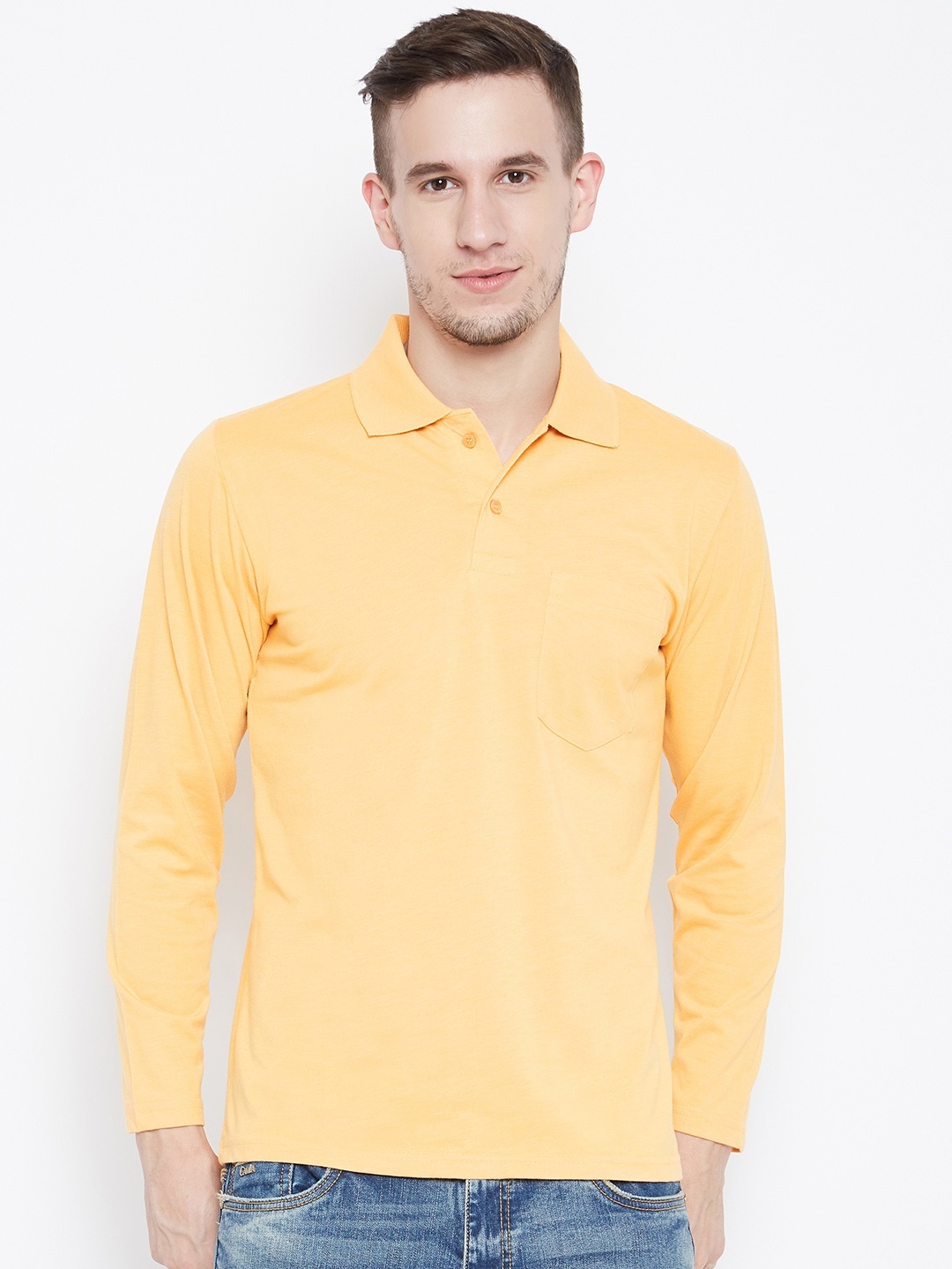

Camey Men Yellow Solid Polo Collar T-shirt