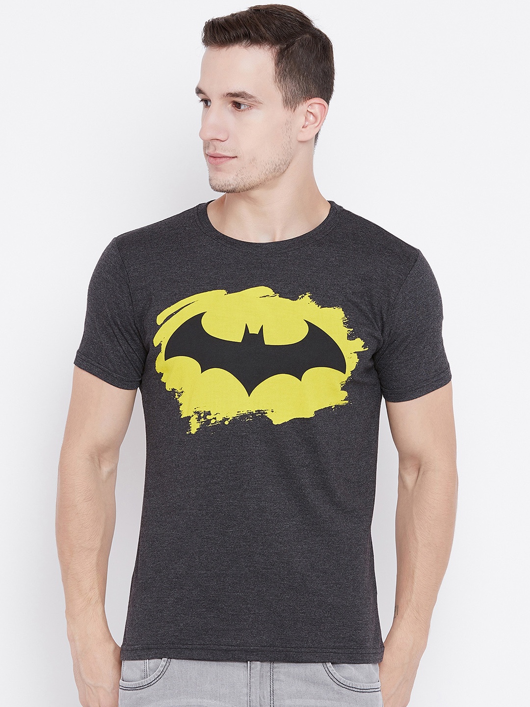 

Camey Men Charcoal Printed Round Neck T-shirt