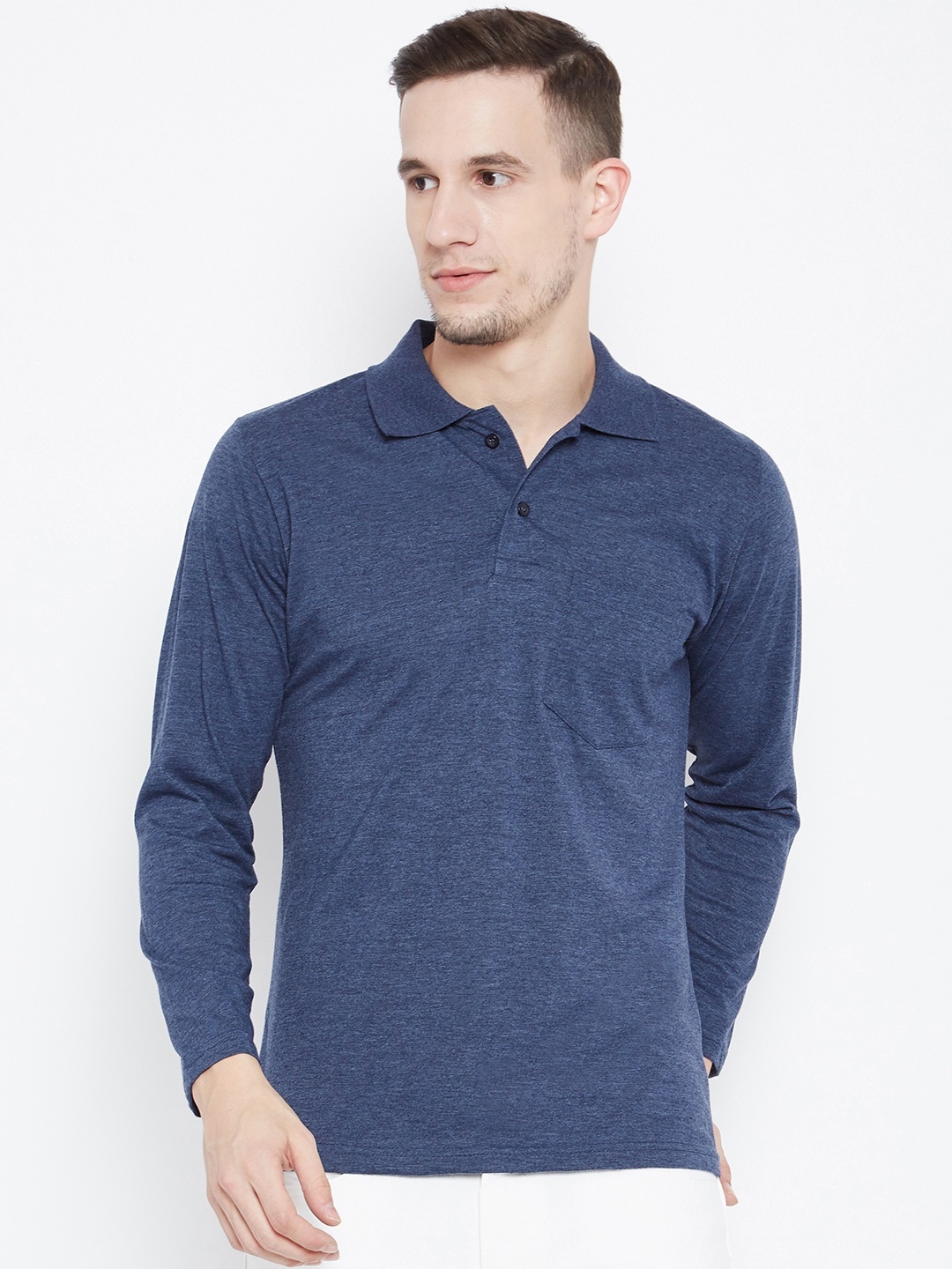 

Camey Men Navy Blue Solid Polo Collar T-shirt